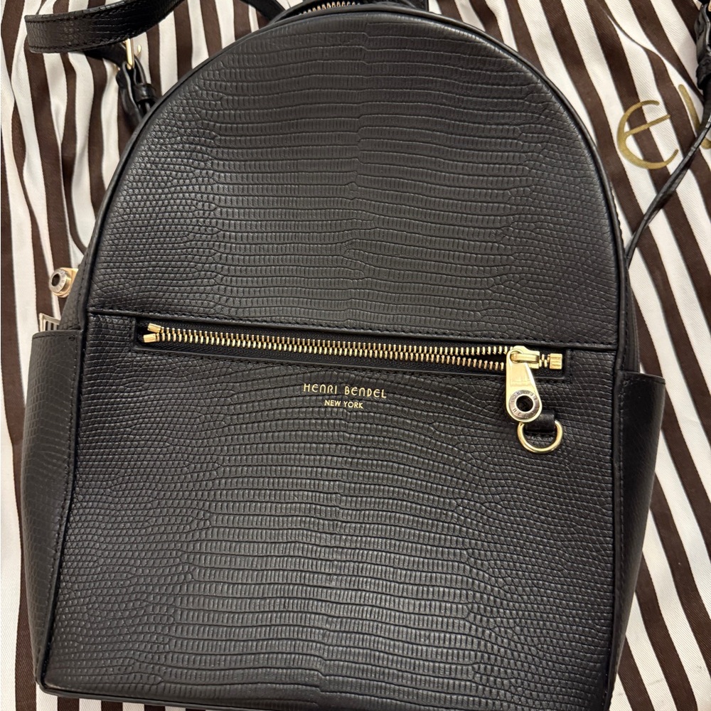 Henri Bendel Textured Black Backpack